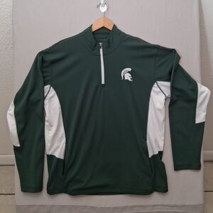 Michigan State Spartans 1/4 Zip Pullover ; Size XL : Green  / White